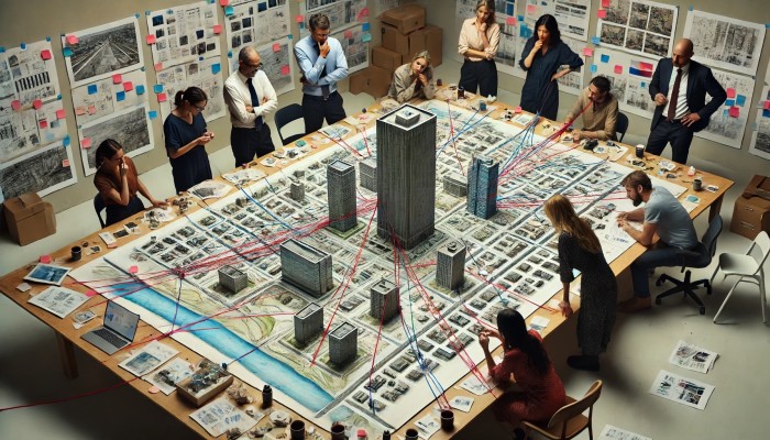 Strategy board with connected elements